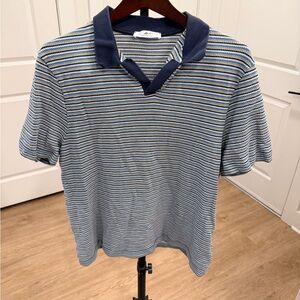 Mr P Johny Striped Pointelle-Knit Organic Cotton Polo Shirt XL
